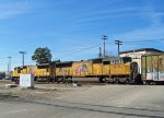 UP 5050 & 4751 lead a CSX train out of the yard